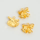 (20pcs)Christmas Gift Color Preserving Gold Plated Pendant With Zircon Charms