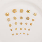 (2000pcs)14K Gold Wrapped Hollow Six Petal Flower Cap Spacers