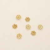 (2000pcs)14K Gold Wrapped Hollow Six Petal Flower Cap Spacers