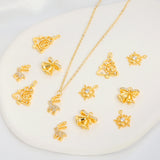 (20pcs)Christmas Gift Color Preserving Gold Plated Pendant With Zircon Charms