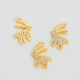 (20pcs)Christmas Gift Color Preserving Gold Plated Pendant With Zircon Charms