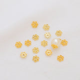 (2000pcs)14K Gold Wrapped Hollow Six Petal Flower Cap Spacers