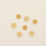 (2000pcs)14K Gold Wrapped Hollow Six Petal Flower Cap Spacers